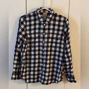J. Crew Perfect Fit Blue and White Checkered Button Down